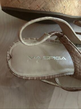 Via Spiga Light Brown Wedge Sandals with Ankle Strap